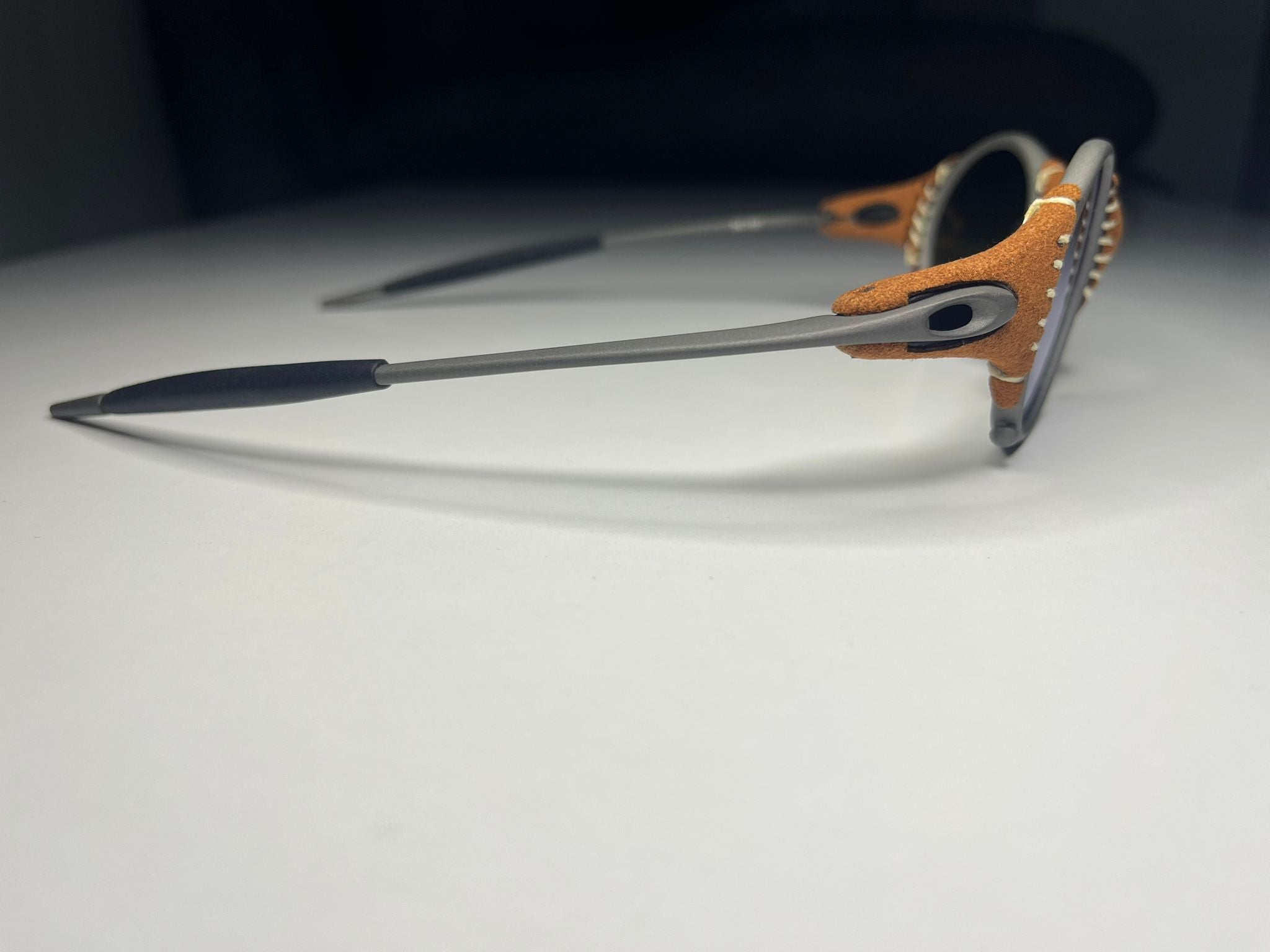 SteamPunk- Titanium/Leather Frame- Purple/Green/Blue Lenses- Polarized