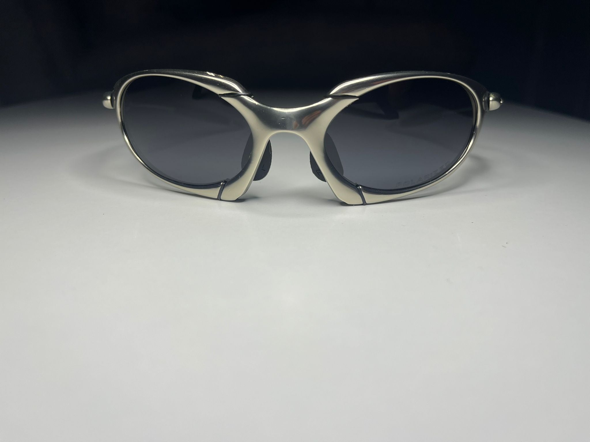 Predator- Polished Silver Frame- Black Iridium Lenses Polarized