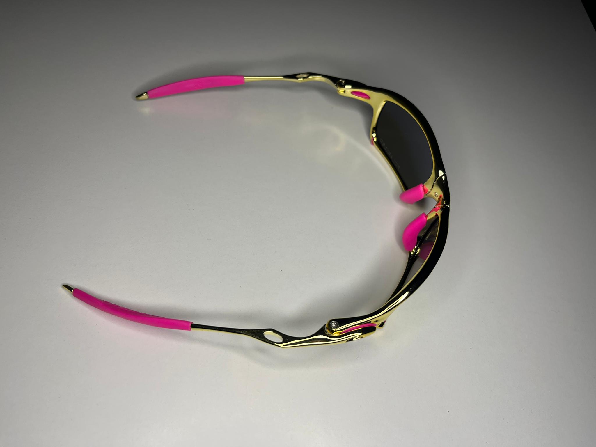 Navigator- 24K Gold Frames- Pink Rubbers- Pink Metallic Lenses Polarized