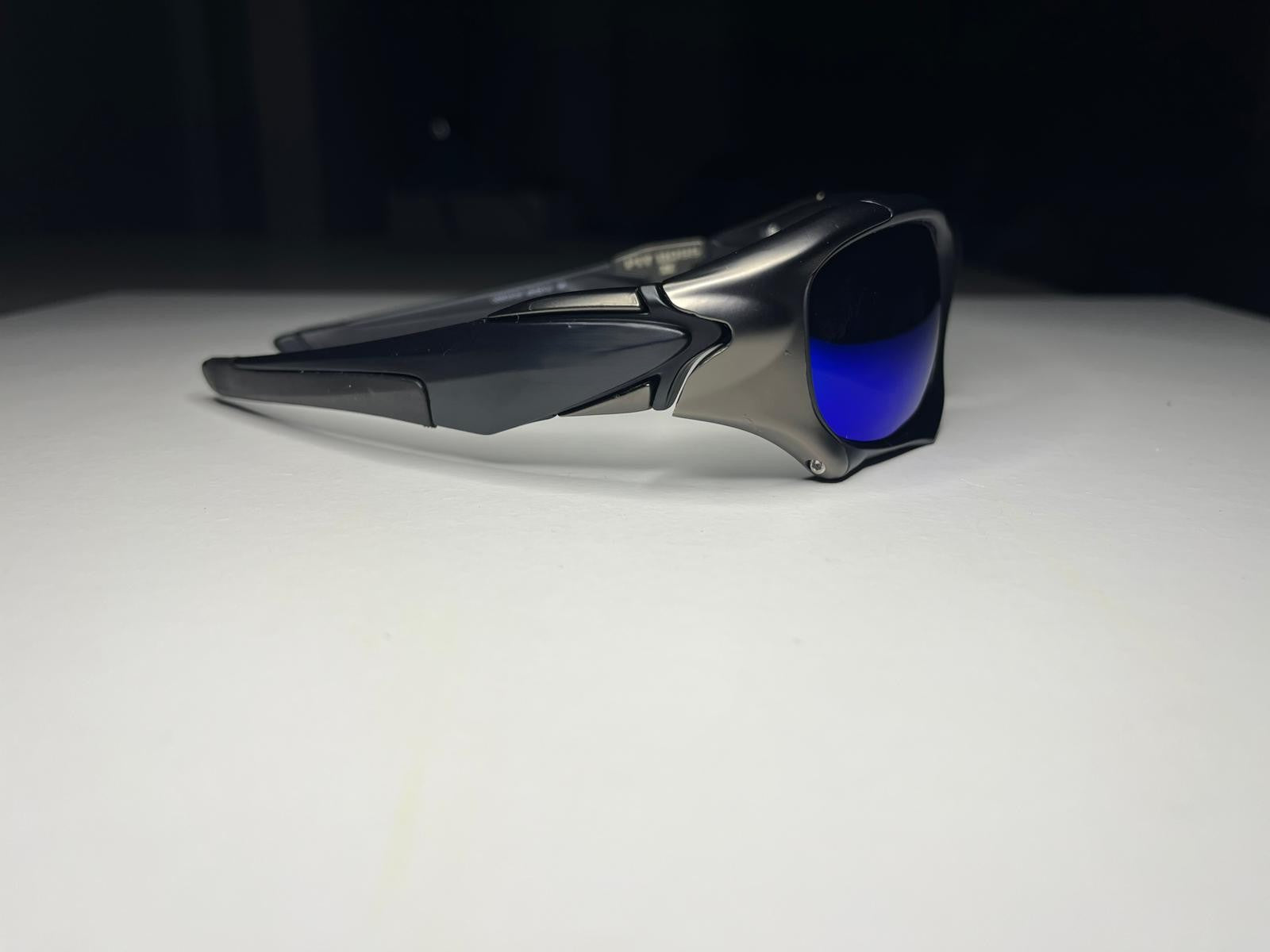K9- Matte Black with Polished Gunmetal Frames- Metallic Blue Lenses- Polarized