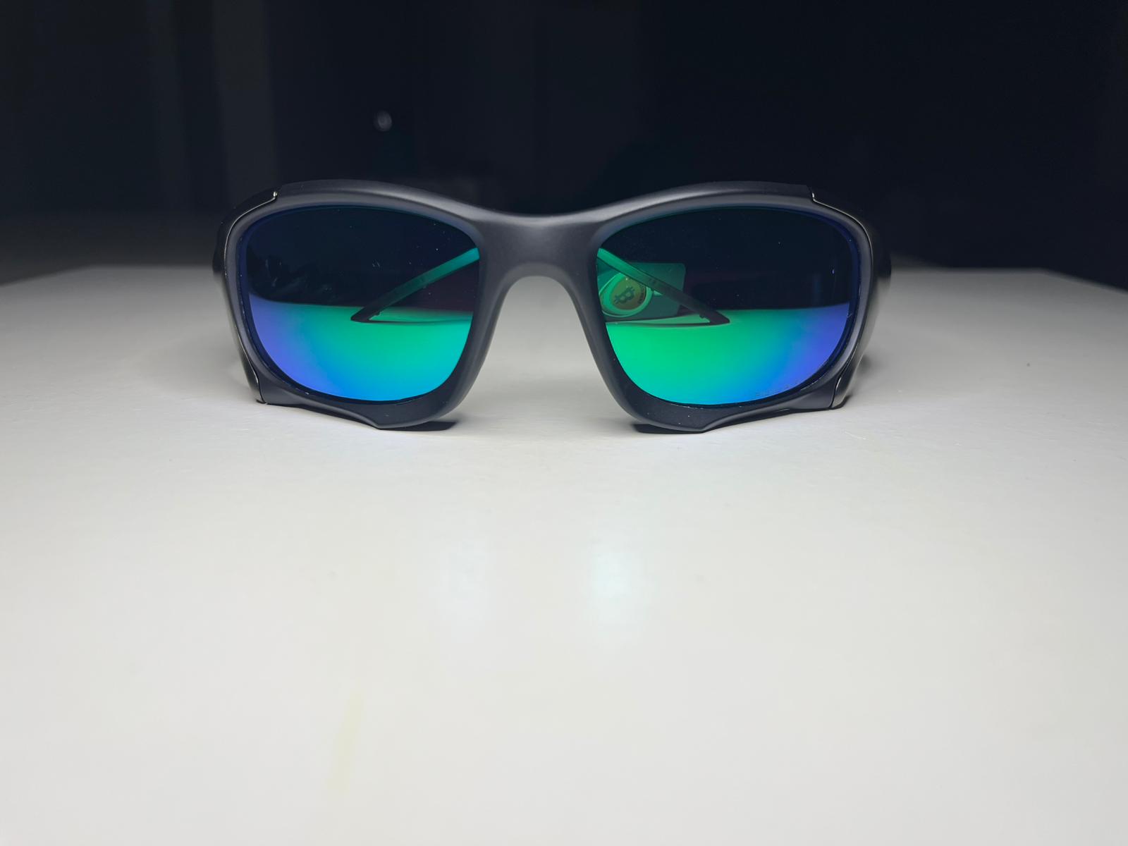 K9- Matte Black Gunmetal Frames- Metallic Green Blue Lenses- Polarized