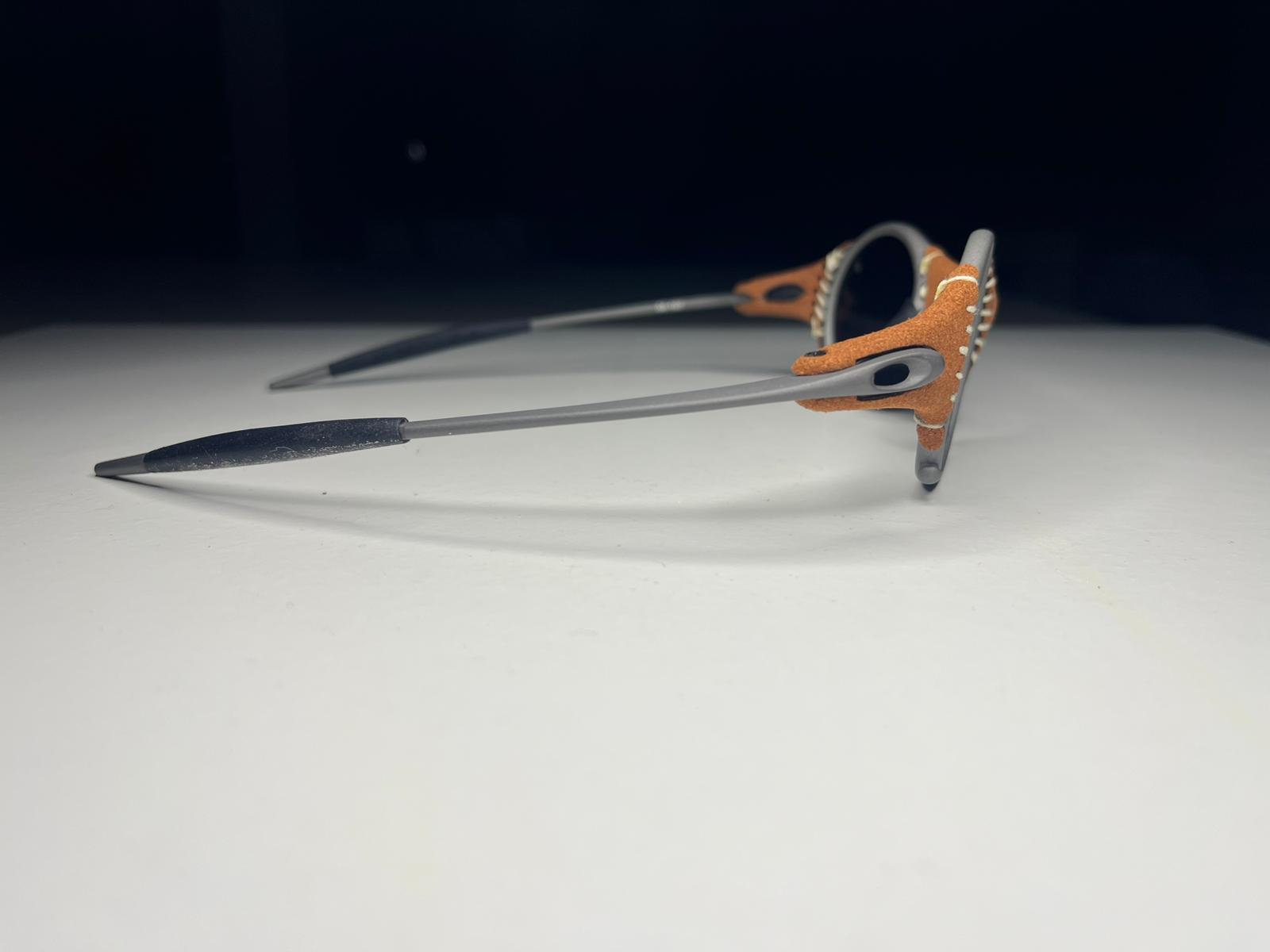 SteamPunk- Titanium Covered Leather- Metallic Blue Green Lenses- Polarized