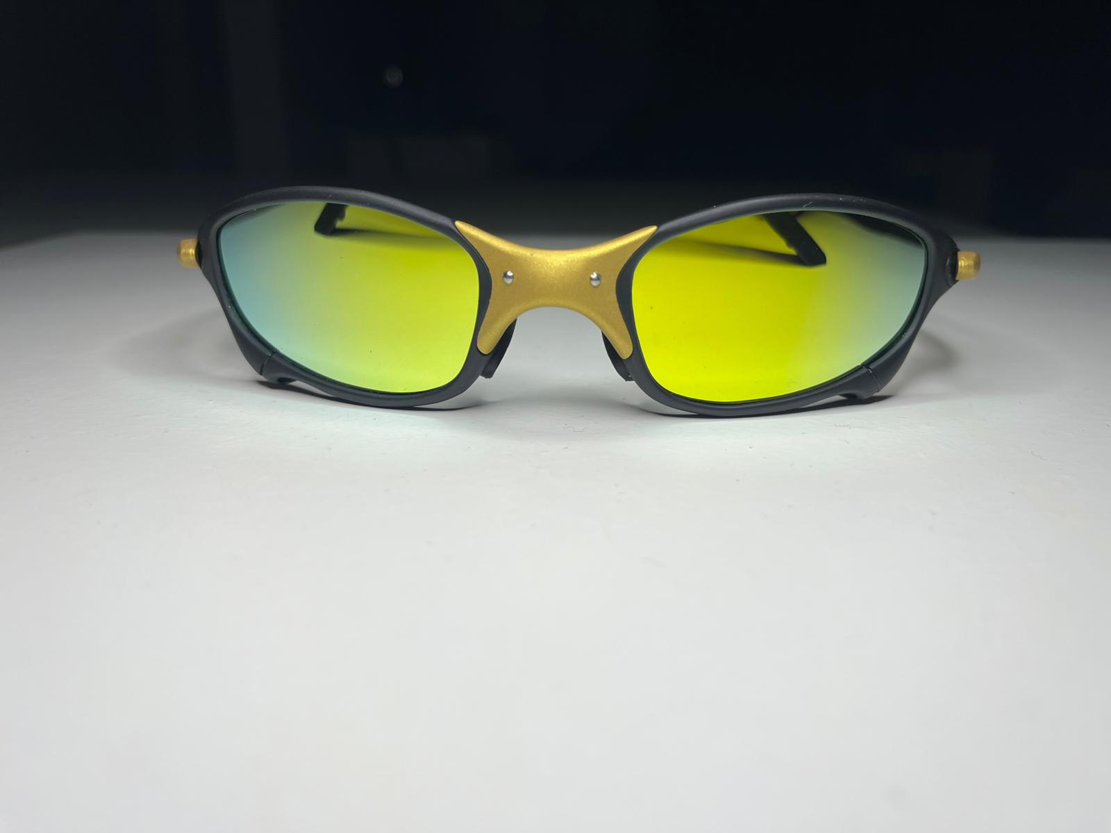 Resolute- Matte Black 24K Gold Frames- Metallic Yellow Green Lenses- Polarized